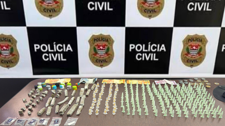 Polícia Civil prende dois homens por tráfico de drogas com mais de 290 porções em Santa Bárbara d’Oeste (Foto: Polícia Civil)